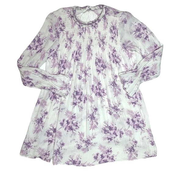 En Creme White & Purple Floral Dress Tunic Size Small - Picture 16 of 16